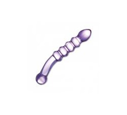 Purple Rain Ribbed Glass Dildo 