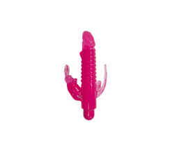   Waterproof Ribbed Bunny Vibrator w/ Anal Tickler 