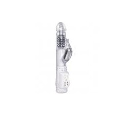  White Diamond Rabbit Vibrator Waterproof 9.5 Inch White 